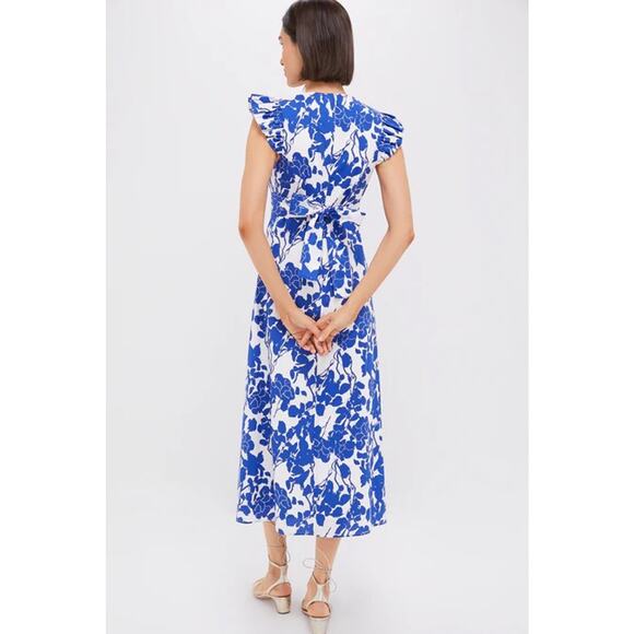 HYACINTH HOUSE Blue Floral Ruffle Sleeve Robinson Dress Size XS NWT - Picture 2 of 6